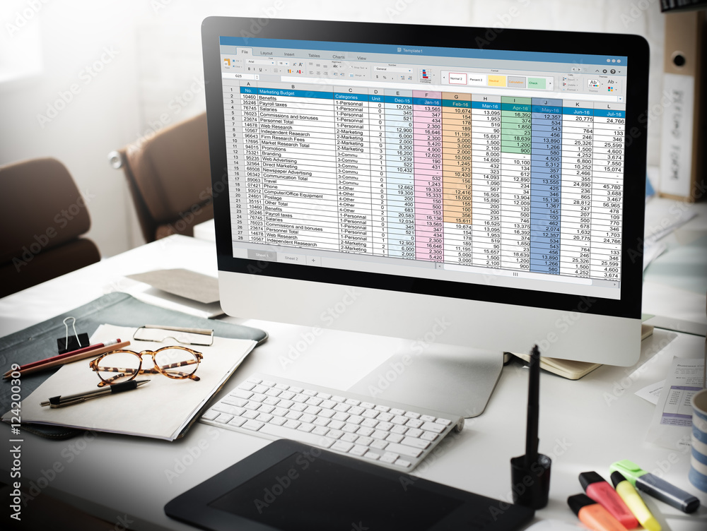 Image of a computer monitor displaying a spreadsheet